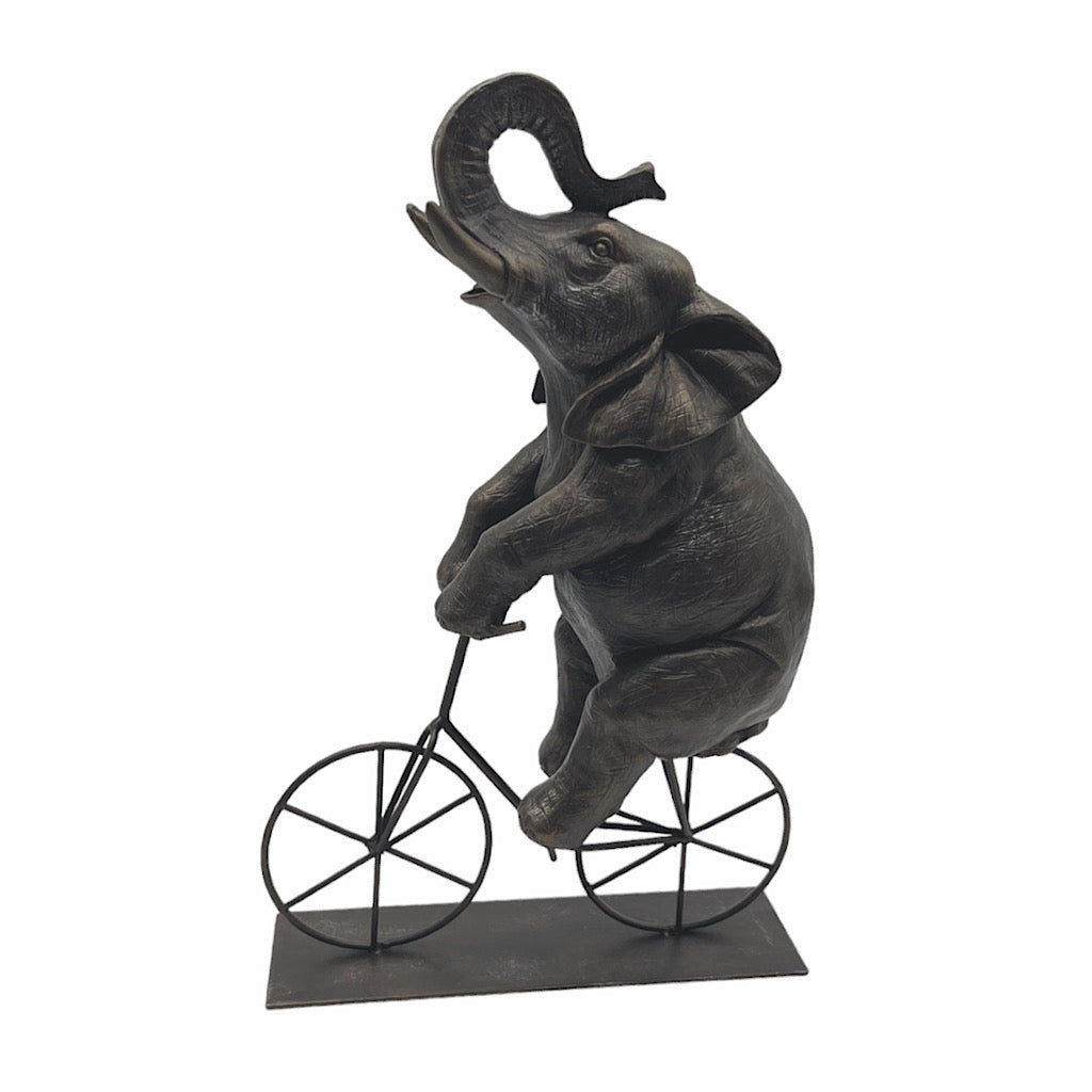 Elephant Riding a Bicycle Figurine