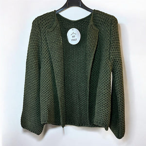 Deep Forest Green Eleganza Textured Knit Jacket