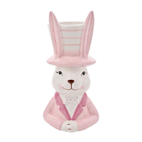 Medium Eggs-traordinary Gifting Company Bunny in Top Hat Pink Planter