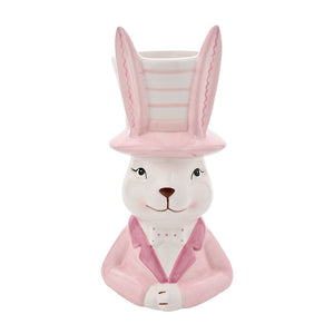 Medium Eggs-traordinary Gifting Company Bunny in Top Hat Pink Planter