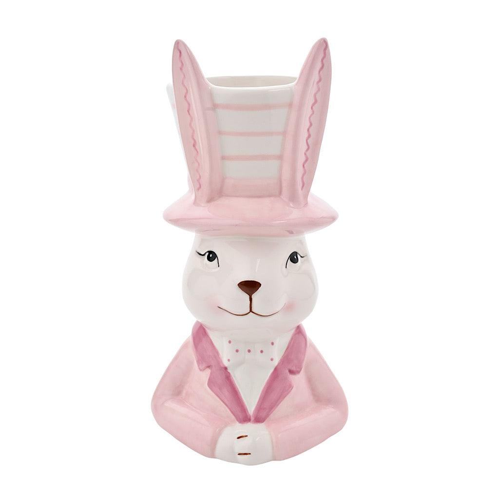 Medium Eggs-traordinary Gifting Company Bunny in Top Hat Pink Planter