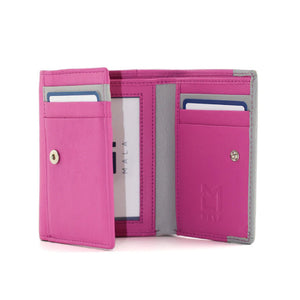 Pink Leather Cat & Mouse Tri Fold Purse (half open)