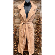 Load image into Gallery viewer, Beige Sleeveless Suedette Longline Gilet
