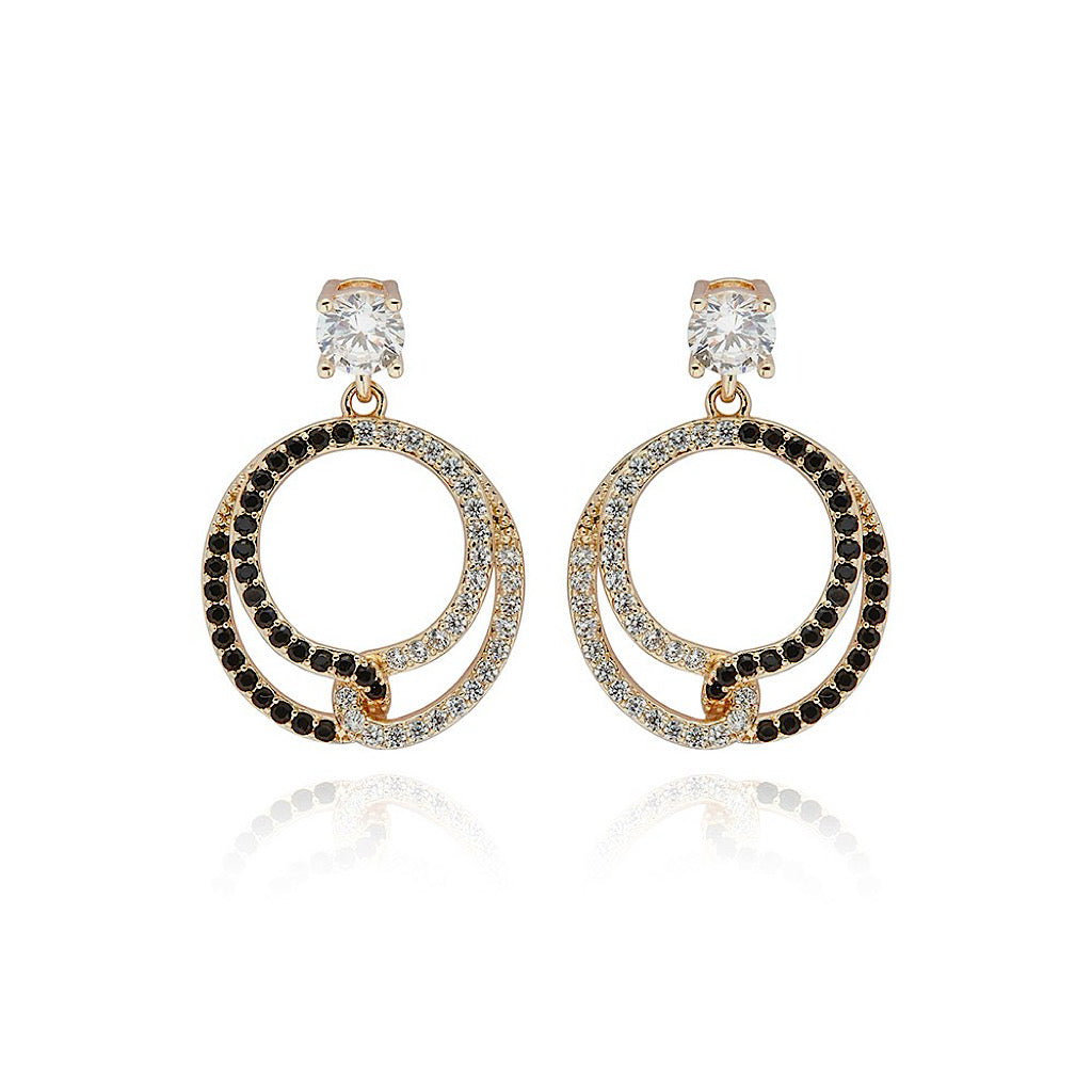 Gold Interlocking Circle Earrings 