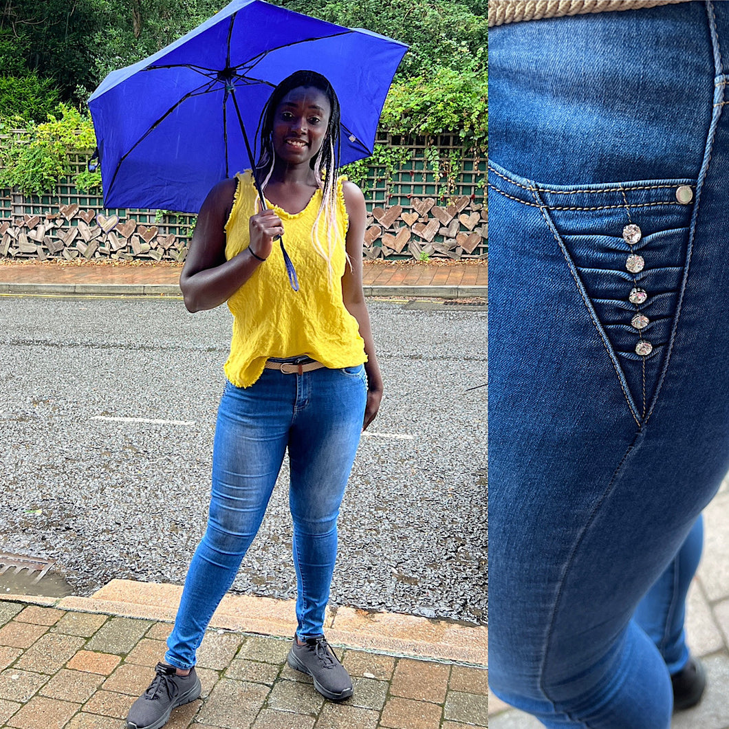Denim B.S. Jeans with Diamante Side Detail