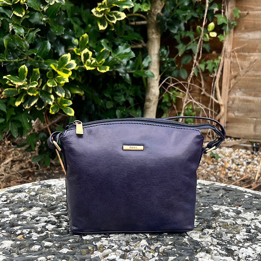 Navy 'Natalie' Leather Crossbody Bag