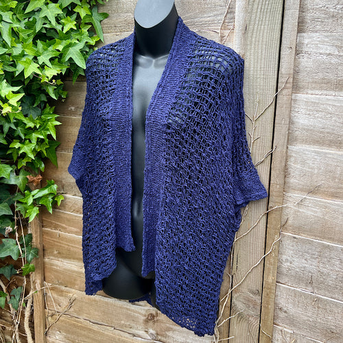 Navy Bohemian Chunky Knitted Cardigan