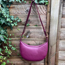 Load image into Gallery viewer, Plum Scoop with Fabric Adjustable Strap Crossbody Bag (back)
