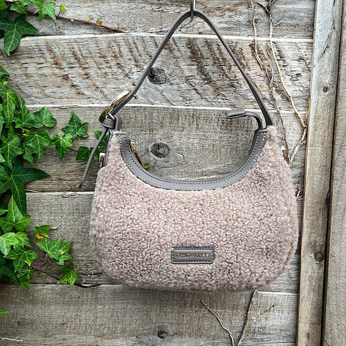Small Taupe Faux Fur Scoop Shoulder Bag
