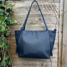 Load image into Gallery viewer, Navy Casual Everyday Shoulder Bag with Asymmetrical Front Pockets (front)
