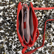 Load image into Gallery viewer, Terracotta Triple Section Crossbody Bag By David Jones (open)
