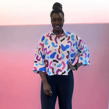 Load image into Gallery viewer, Abstract Print Crinkle Shirt (pink multi)
