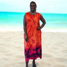 Load image into Gallery viewer, Abstract Print Sleeveless Maxi Dress (sunset palm)
