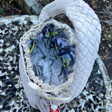 Load image into Gallery viewer, Almond Milk Luna Woven Slouch Handbag (drawstring open)
