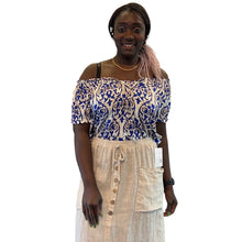 Load image into Gallery viewer, Amalfi Print Gypsy Top (cobalt porcelain)
