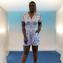 Load image into Gallery viewer, Amelia Floral Slinky Playsuit (blue)
