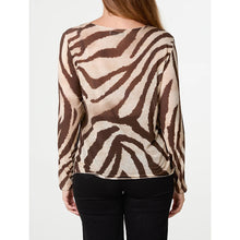 Load image into Gallery viewer, Animal Print Cashmere Blend Long Sleeve Top (back)
