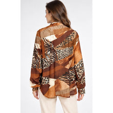 Load image into Gallery viewer, Animal Print Patchwork Shirt (back)
