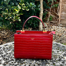 Load image into Gallery viewer, Aria Italian Leather Croc-Embossed Grab Bag (red)
