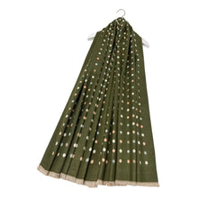 Load image into Gallery viewer, Army Green Mini Polka Dot Reversible Wool Scarf
