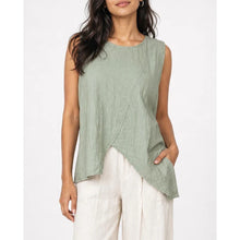Load image into Gallery viewer, Asymmetric Cotton Linen Sleeveless Top (sage)
