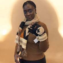Load image into Gallery viewer, Autumn Naturals Geo Tassel Scarf &amp; Convertible Mittens
