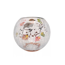 Load image into Gallery viewer, Autumn Robin Crackle Glass Tealight Holder (back)
