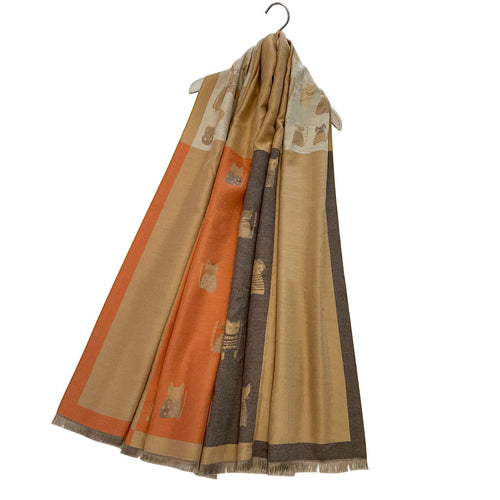 Autumn Tones Reversible Cosy Cat Parade Scarf