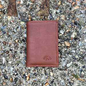 Small Marron Italian Leather Card & Coin Holder| 4 Card Slots