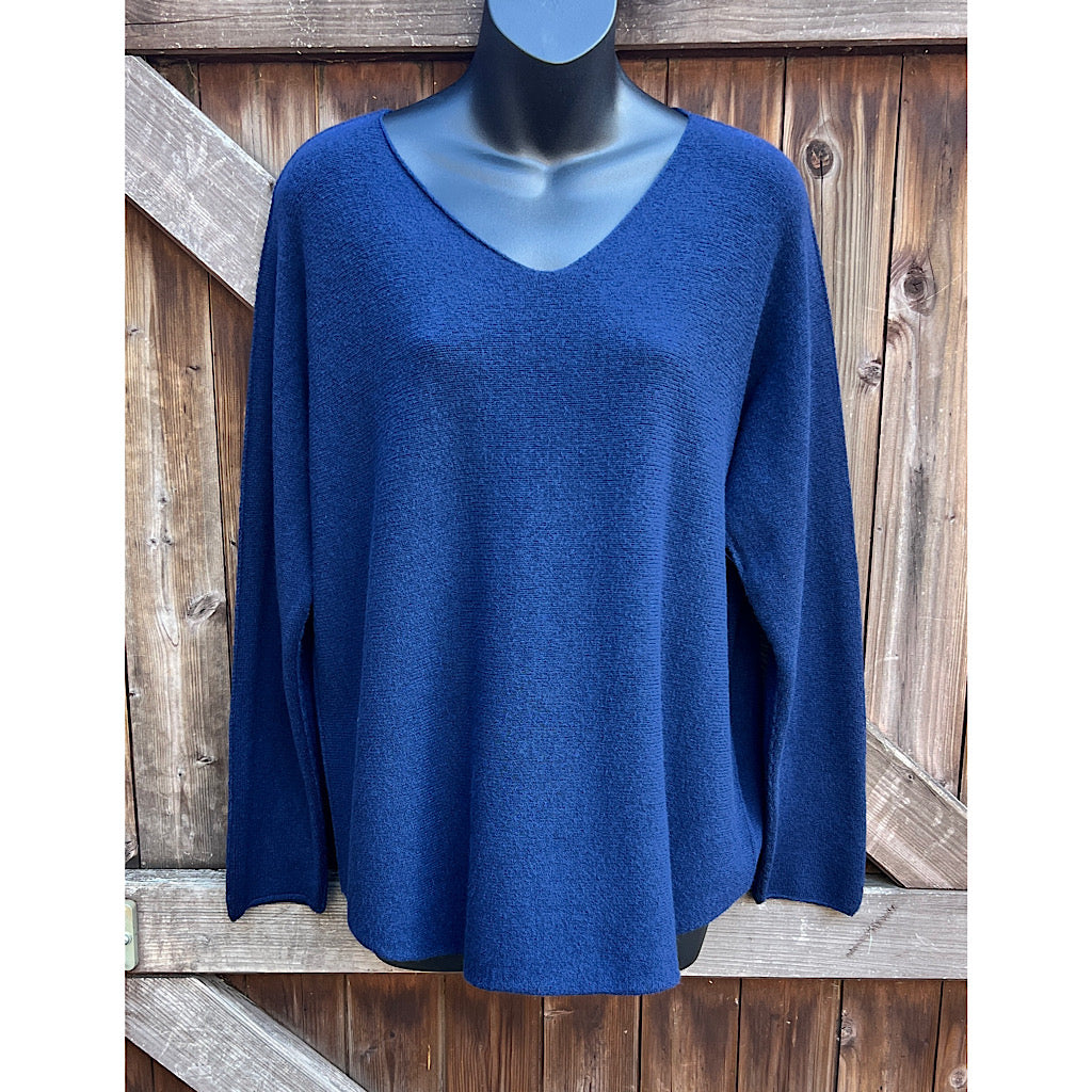 Navy Basic Soft Knit V-Neck Jumper