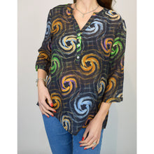 Load image into Gallery viewer, Drop Hem Colour Spiral Oversized Cotton Blouse (front)
