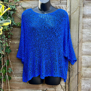 Breezy Royal Blue Bohemian Popcorn Cover Up