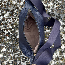 Load image into Gallery viewer, Navy Pochette Zip Top Crossbody Bag (open)
