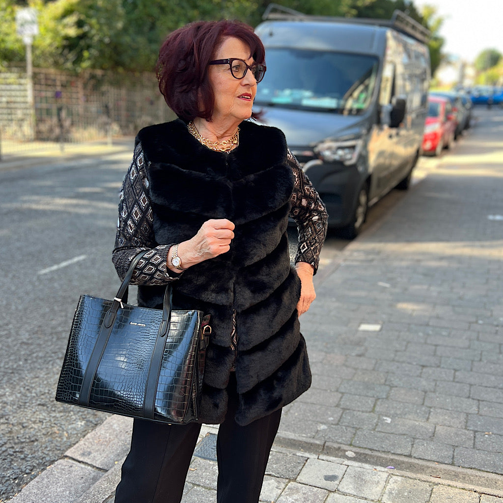 Midnight Velvet Luxe Faux Fur Gilet