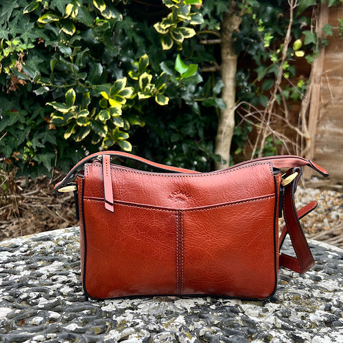 Chestnut Elegance Italian Leather Crossbody Bag