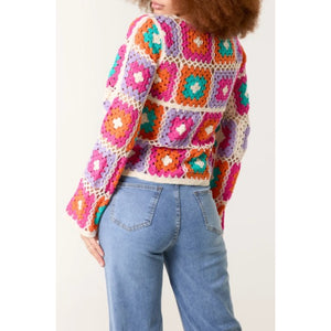 Floral Patched Coloured Crochet Top (back)