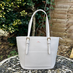 Light Grey Tote with Front Slip Pocket