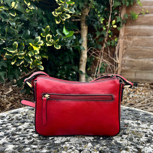 Red Elegance Italian Leather Crossbody Bag (back)
