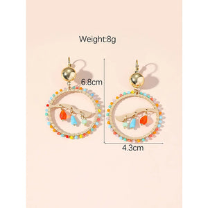 Multi-Coloured Bohemian Style Beaded Earrings (measurements)
