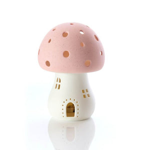 Porcelain Pink Toadstool House with LED Light