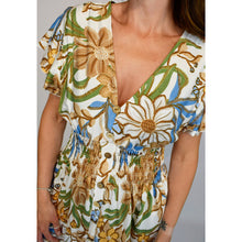 Load image into Gallery viewer, Angel Sleeve V-Neck Midi Dress with Pockets | Mocha Floral
