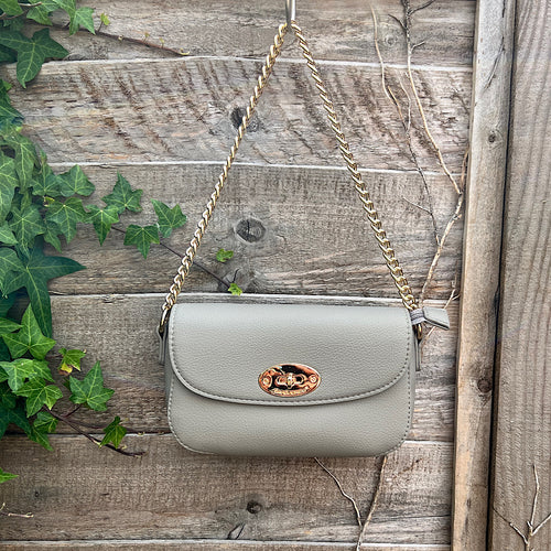 Abby Stone Chain Handle Flap Over Handbag