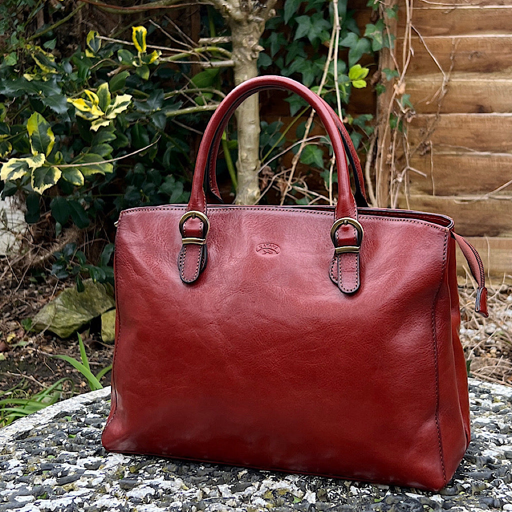 Tan Elegant 'Marianne' Italian Leather Work Bag Bucks Leather