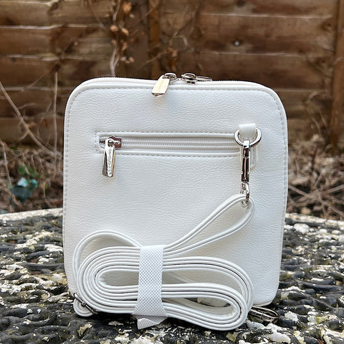 White 'Mia' Mini Crossbody Bag By David Jones (Back)