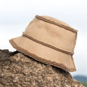 Ladies Camel Reversible Sherpa Bucket Hat