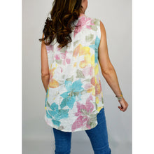 Load image into Gallery viewer, White Big Fade Flower Sleeveless Cotton Top (back)
