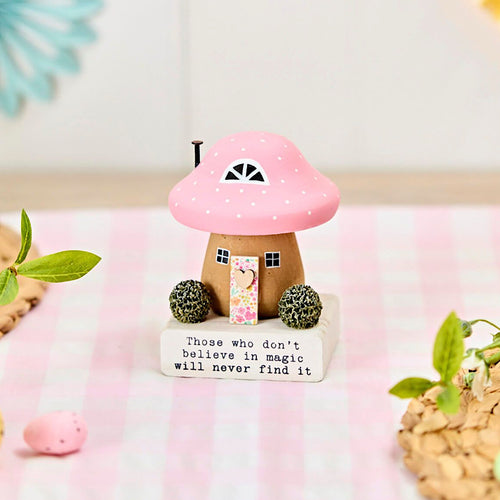 Pink Mushroom Spot Wood Sentiment Block (lifestyle)