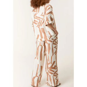Camel Abstract Print Top & Trouser Set (back)