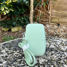 Load image into Gallery viewer, Mint Single Zip Phone Bag By David Jones (back)
