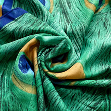 Load image into Gallery viewer, Peacock Feather Print Silk Scarf
